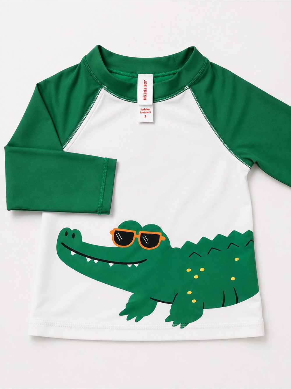 Joe Fresh Green & White Crocodile Swim Rashguard
